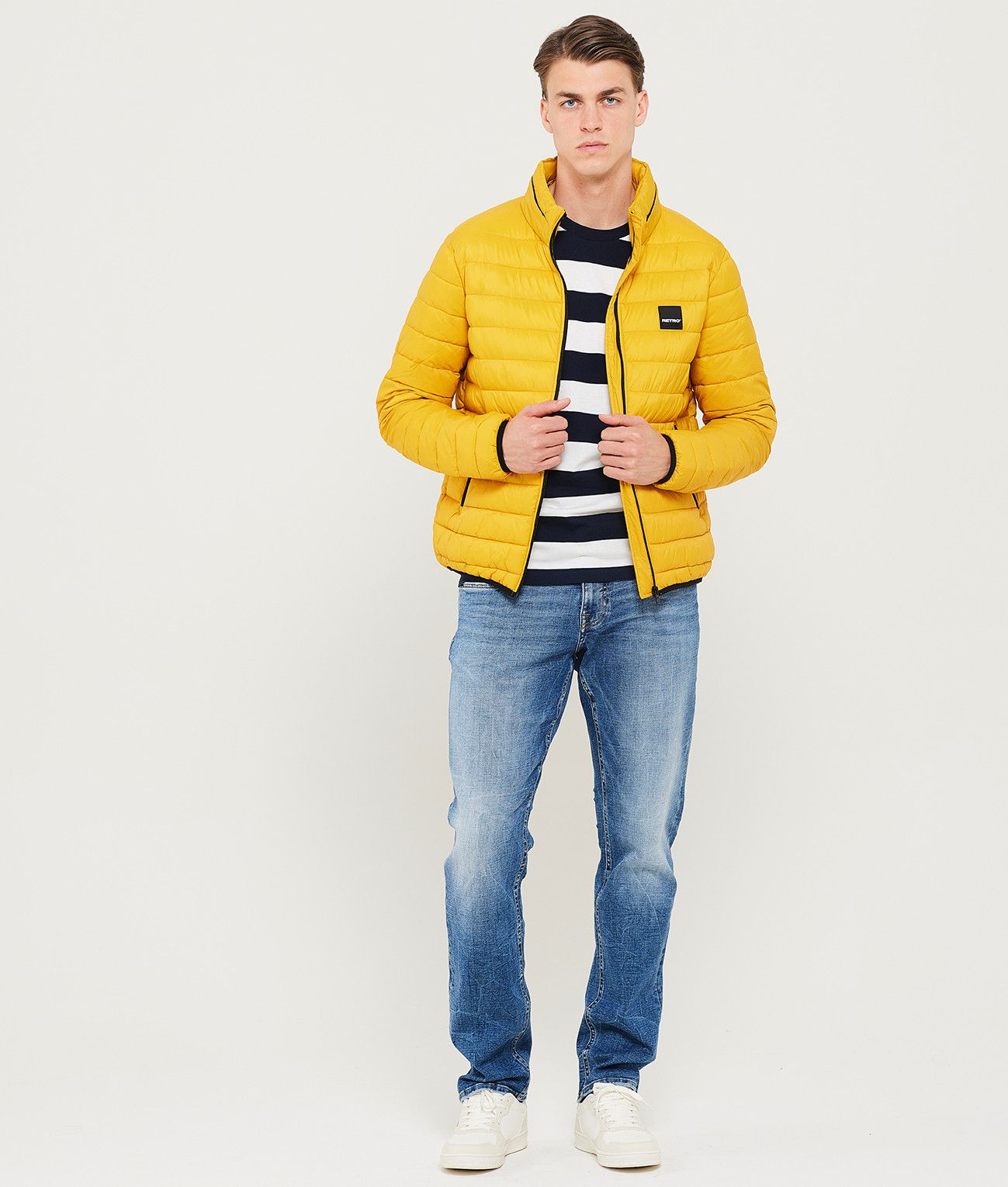 Retro Jeans - Amos férfi kabát, sárga - Image 5